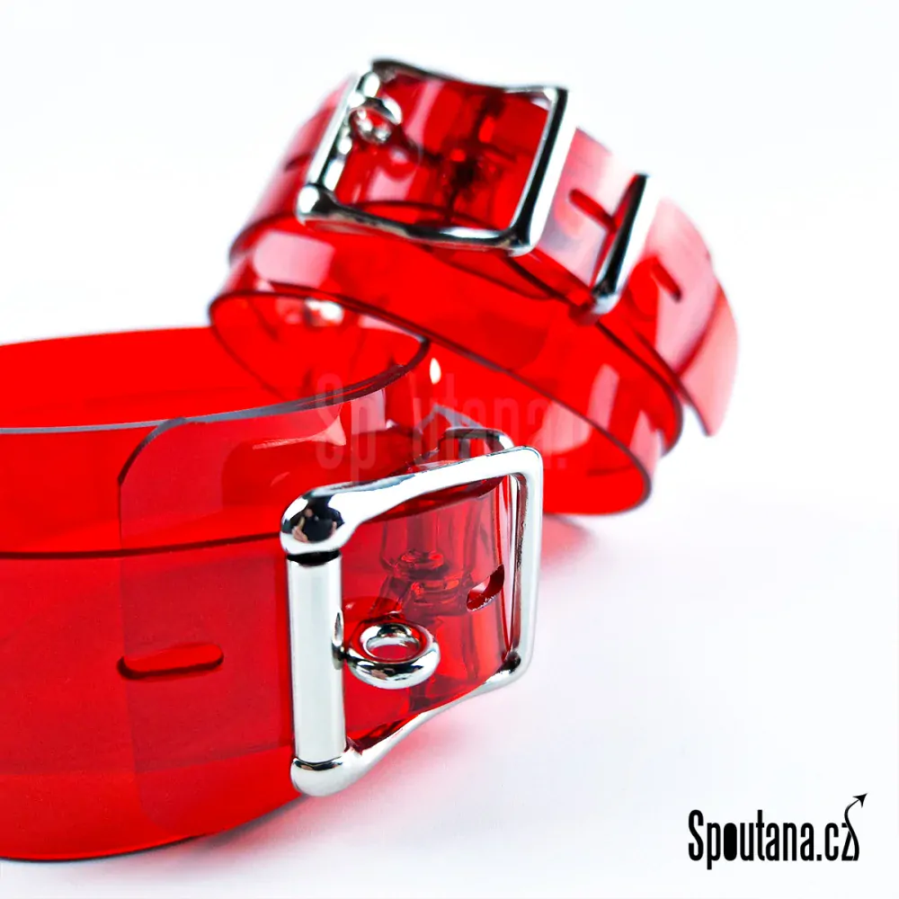 Červená PVC pouta zápěstí uzamykatelná