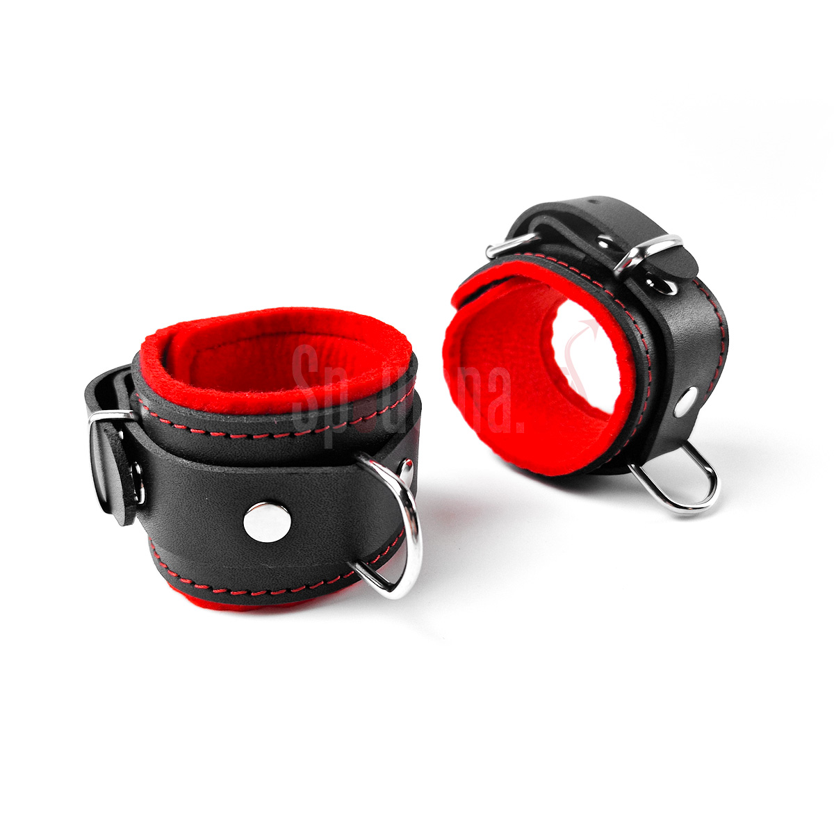 Kožená Pouta Zápěstí Podložená Uzamykatelná Červená