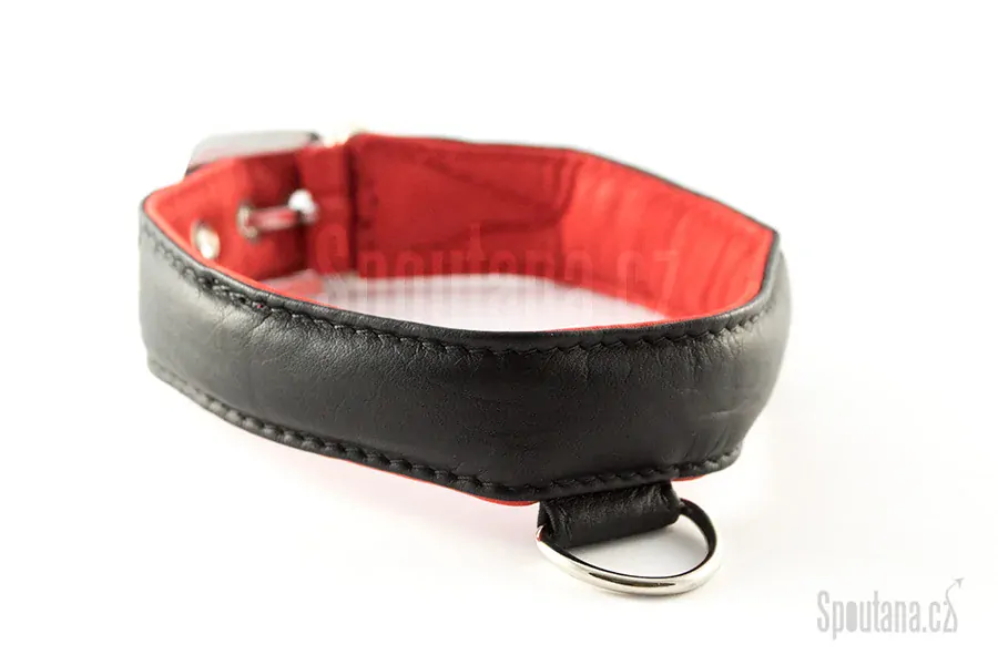 Kožený Fetish Obojek Červeno/černý s Okem "Walakas"