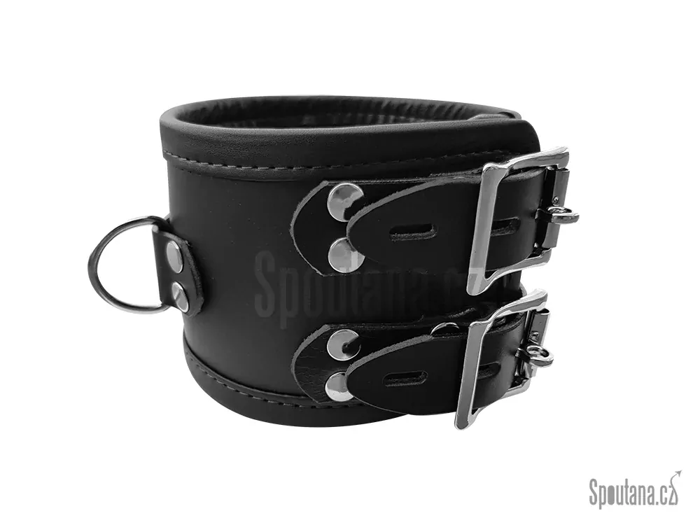 Vysoký Kožený BDSM Obojek se 3 Kroužky