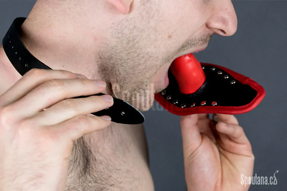 Kožený Roubík s Vnitřním Dildem Styl