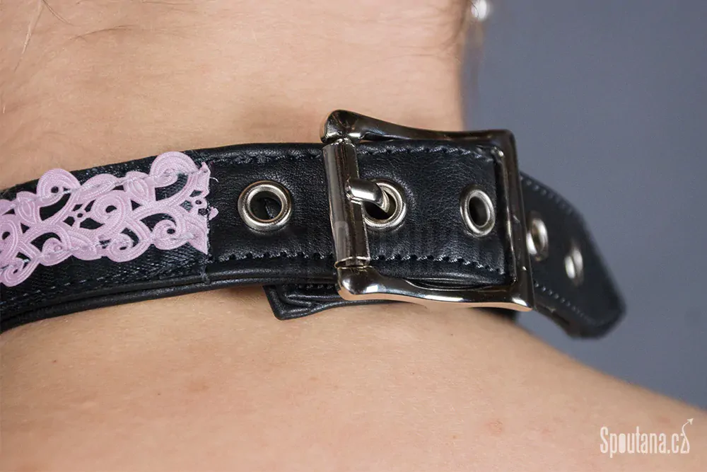 Kožený Romantický Obojek Pink II.