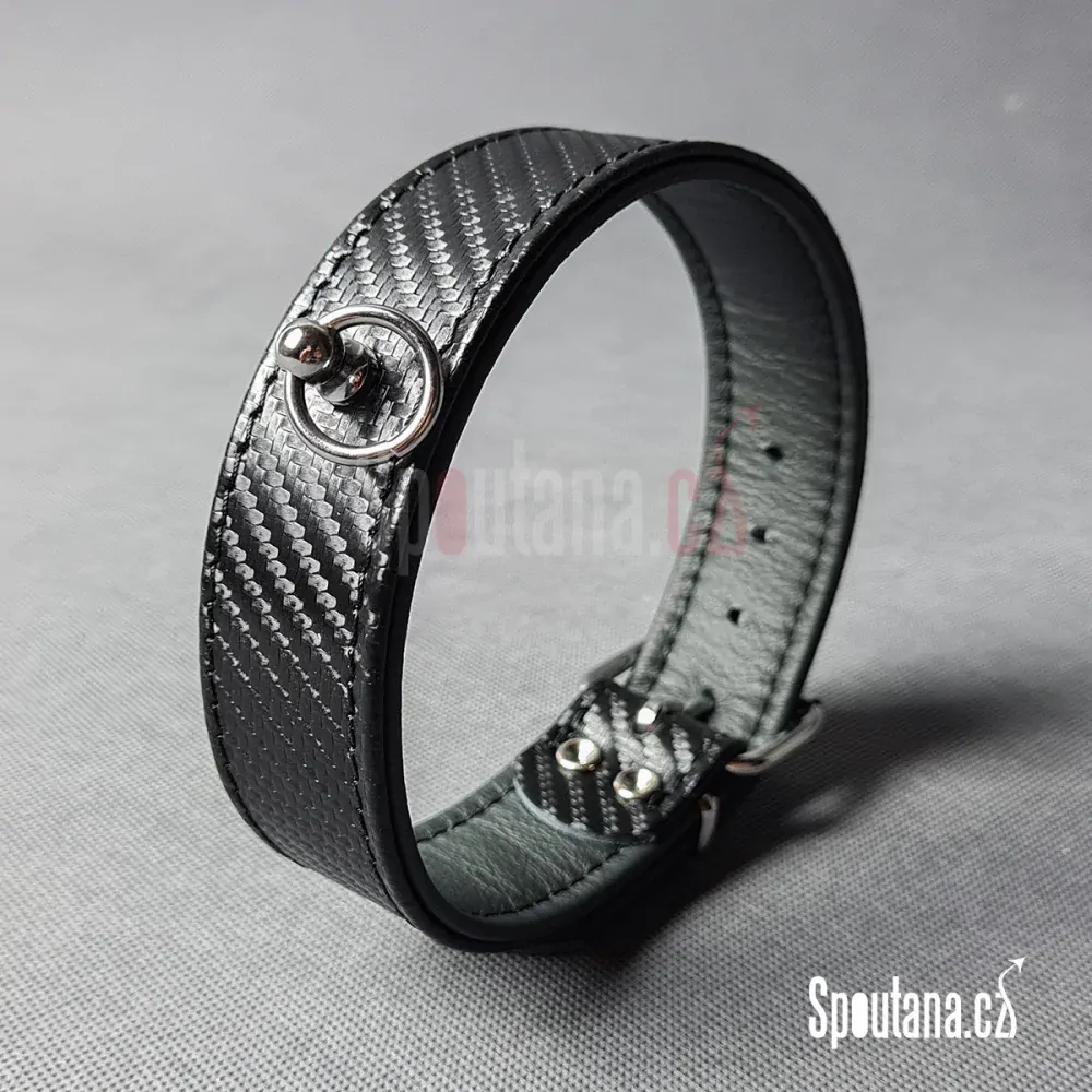 Kožený Fetish Obojek Carbon Černý