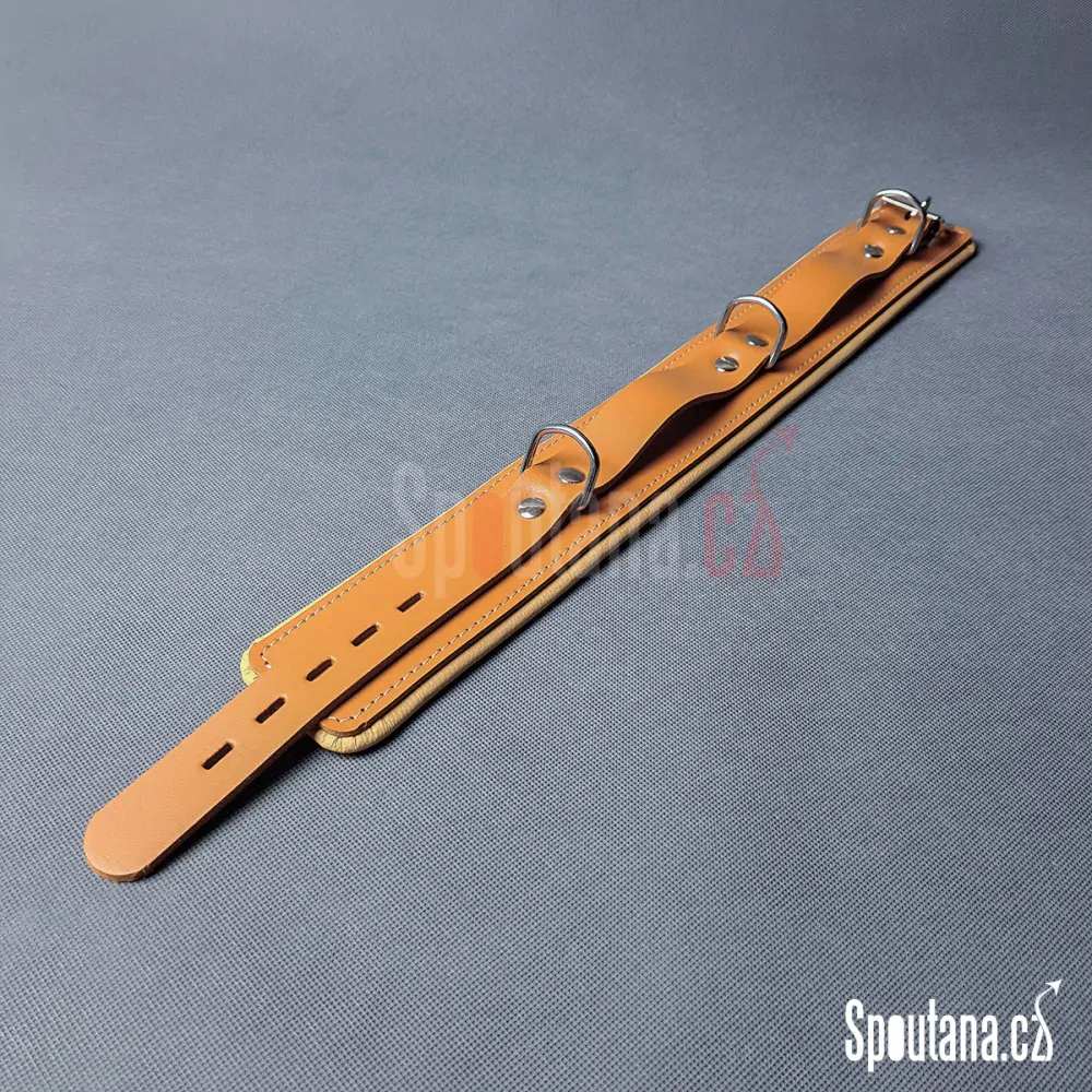 Kožený Polstrovaný BDSM Obojek “Luxury” Hnědý - M/L - doprodej