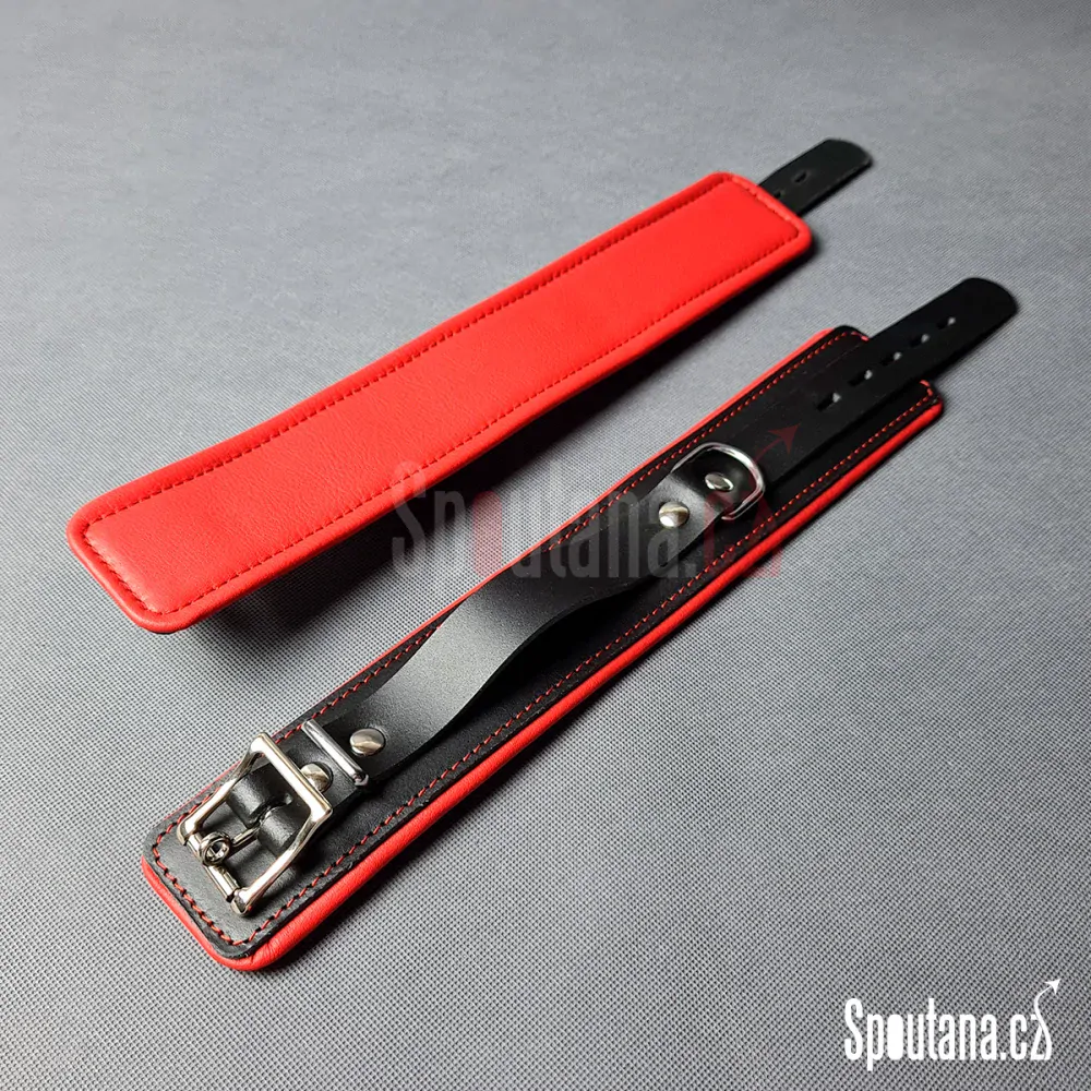 Kožená Polstrovaná BDSM Pouta Kotníky “Luxury” Červená