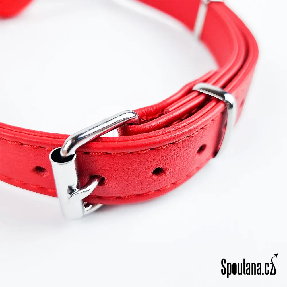 Luxusní Kožený BDSM Roubík Červený