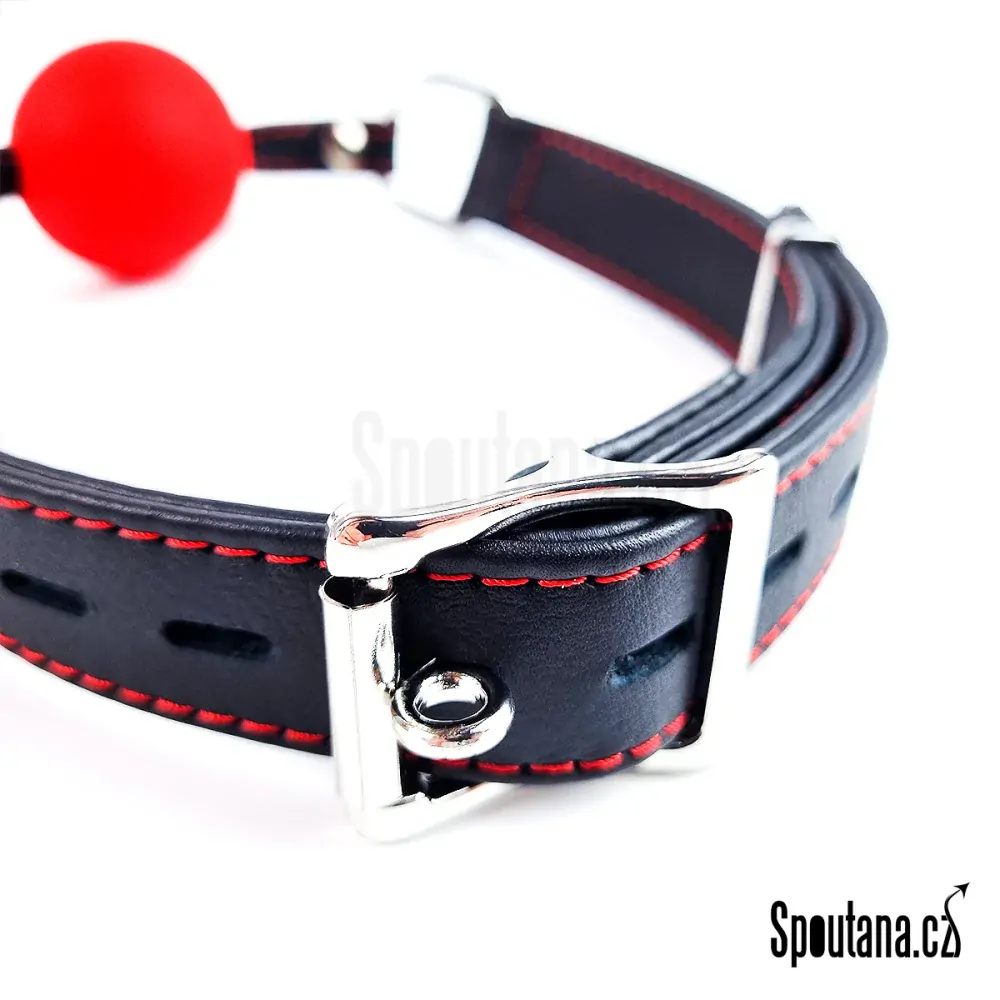 Luxusní Kožený BDSM Roubík Černý Uzamykatelný