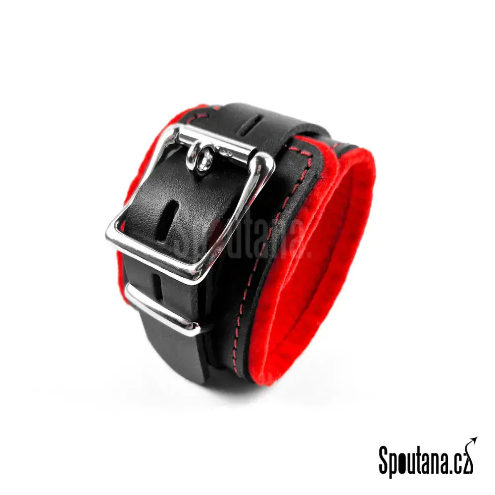 Kožená Pouta Kotníky Podložená Uzamykatelná Červená