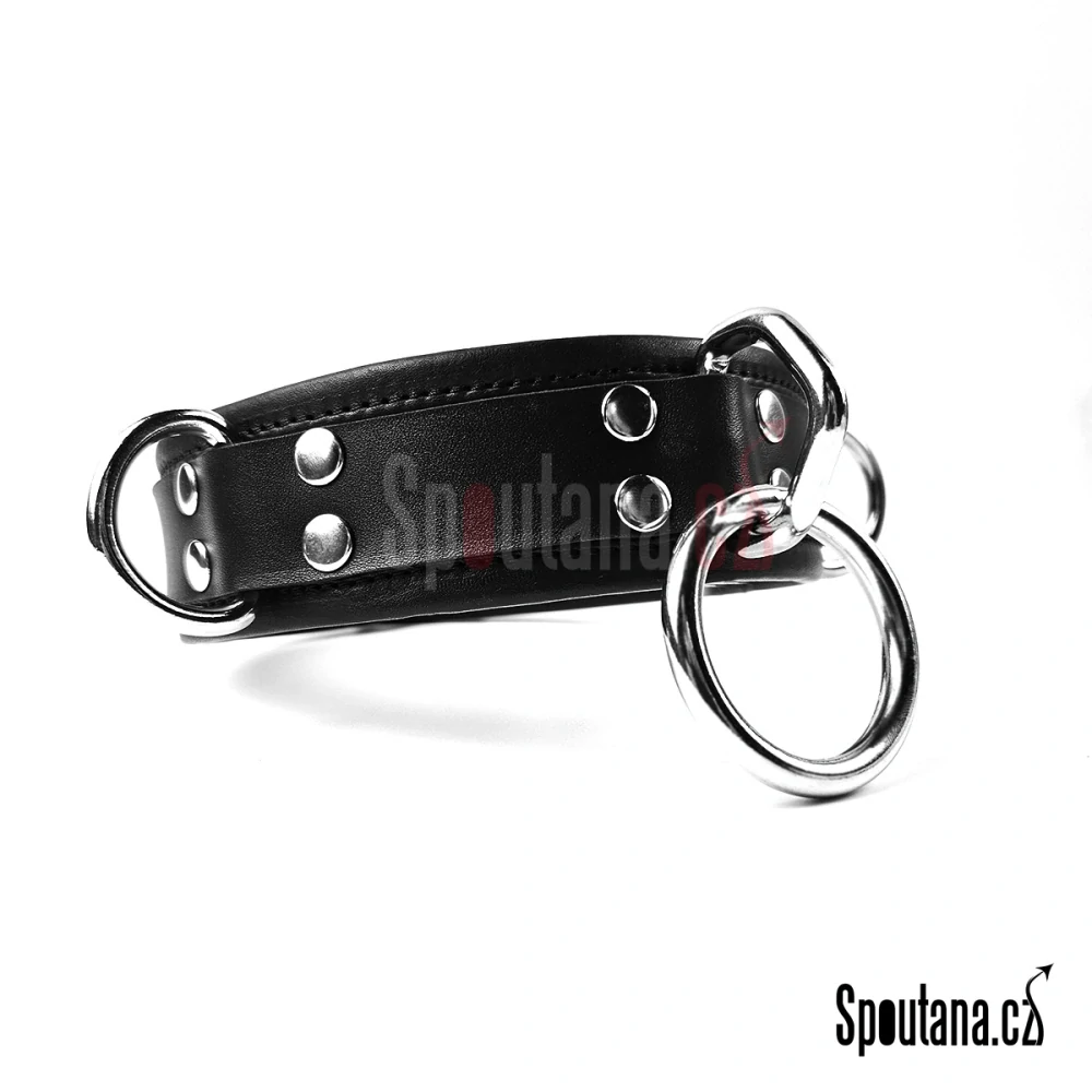 Kožený Polstrovaný BDSM Obojek S Masivním Kroužkem