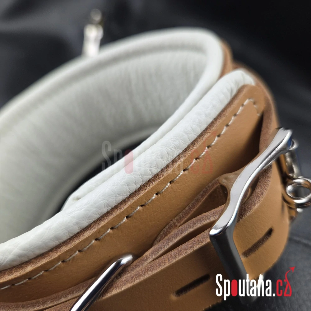 Kožený Polstrovaný BDSM Obojek “Luxury” Klinik Hnědý