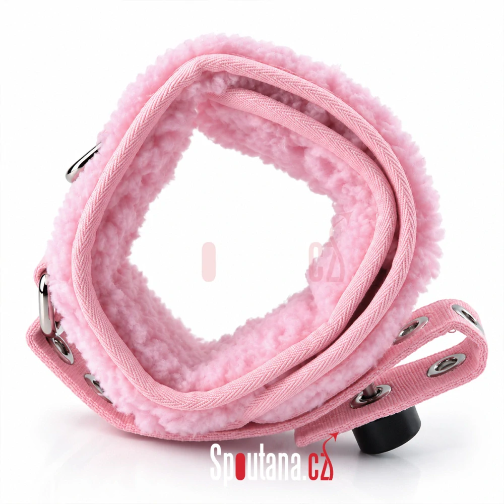 KLINIK Fluffy růžový obojek pro magnetický zámek + vodítko