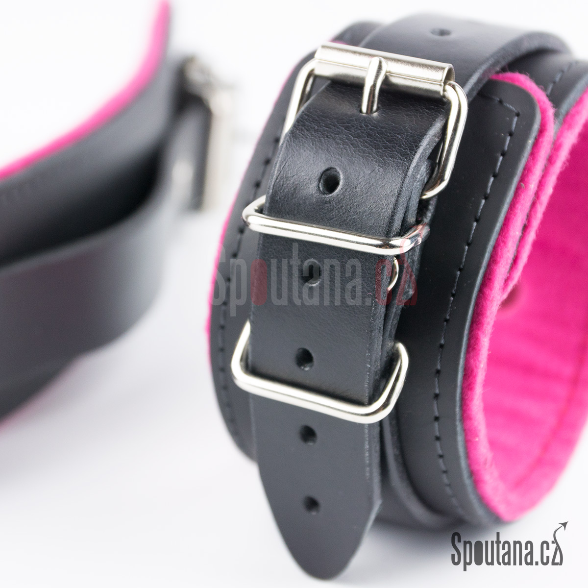 Kožená pouta kotníky - podložená - růžová 