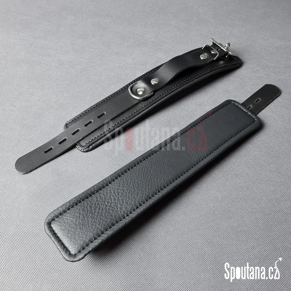 Kožená Polstrovaná BDSM Pouta Zápěstí “Luxury” Černá