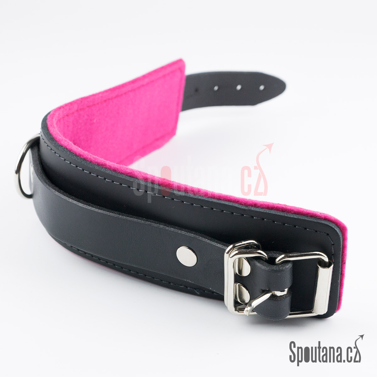 Kožená pouta kotníky - podložená - růžová 