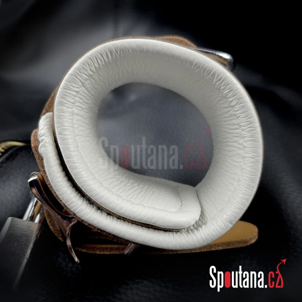 Kožená Polstrovaná BDSM Pouta Kotníky “Luxury” Klinik Hnědá