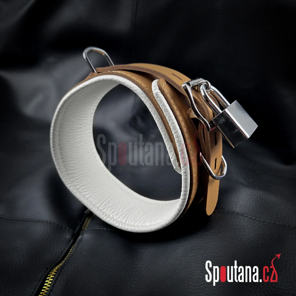 Kožený Polstrovaný BDSM Obojek “Luxury” Klinik Hnědý