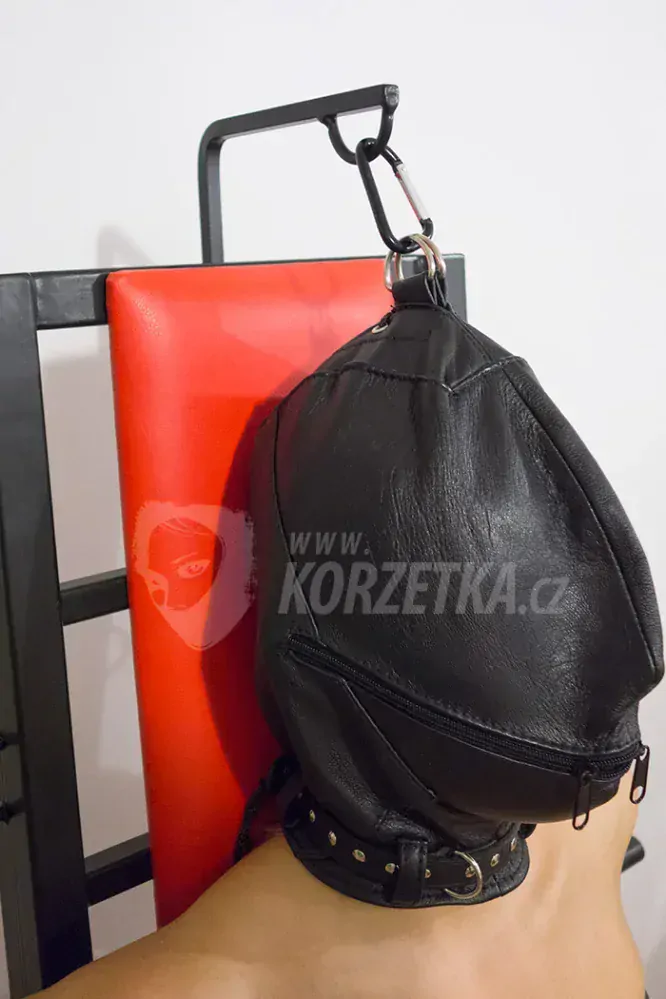 Kožená BDSM kukla • zip přes ústa - velikost M