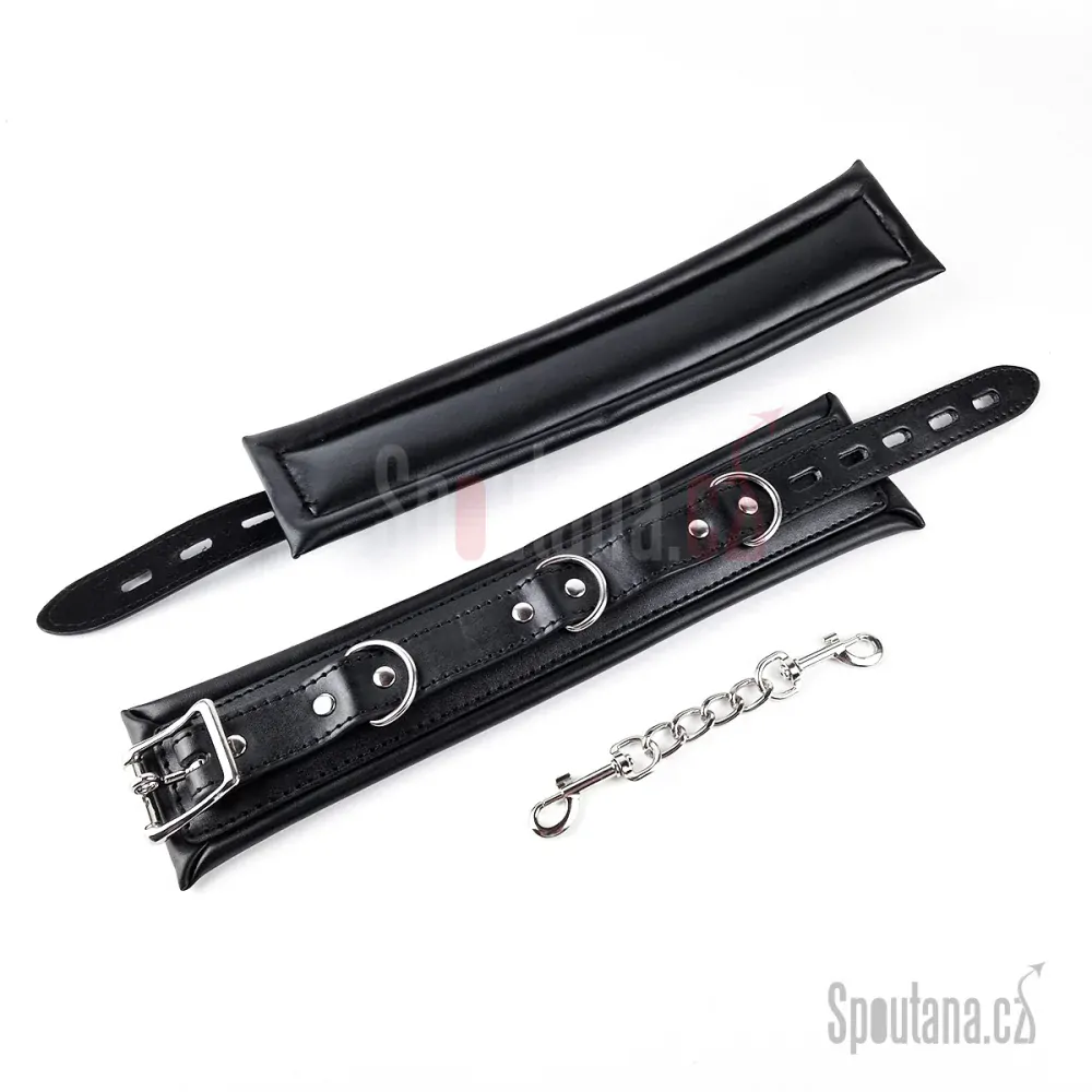 Polstrovaný Komplet Pout a Obojku Černý