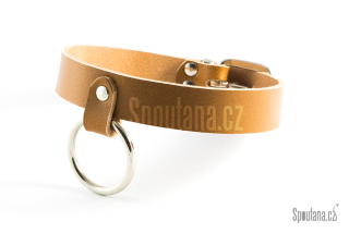 Kožený Hnědý Obojek se Zavěšeným Kroužkem 