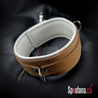 Kožený Polstrovaný BDSM Obojek “Luxury” Klinik Hnědý