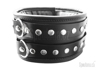 Kožený BDSM polstrovaný obojek zdobený